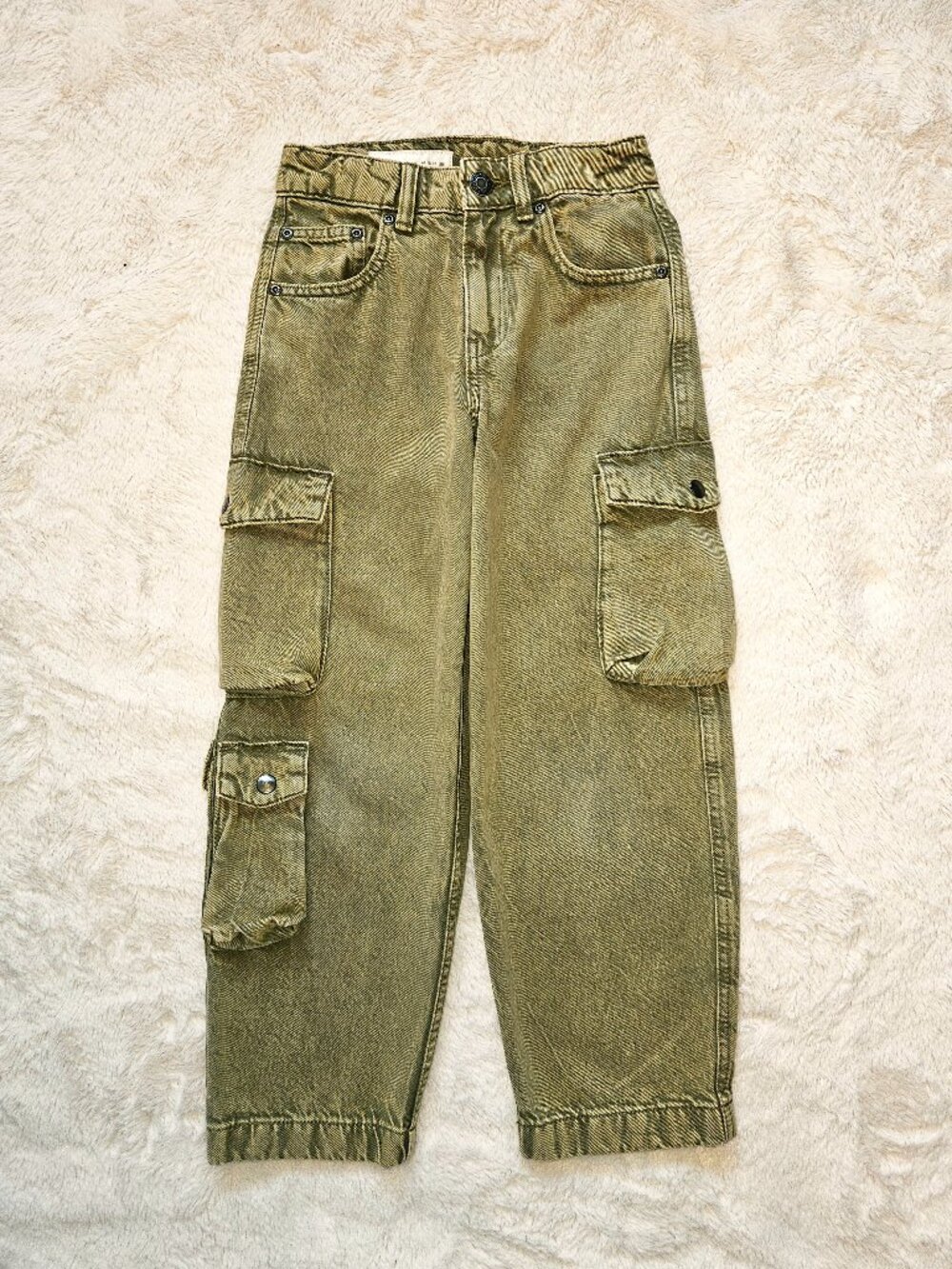 Zara Kids Boys MULTI-POCKET CARGO JEANS Oants Loose Fit Size 6-7 Years